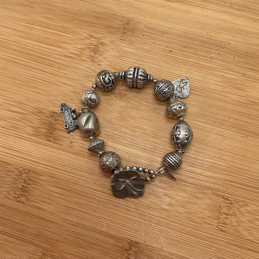 Beadazzle Womens Mommy Charm Bracelet Silver Plated toggle clasp 9in